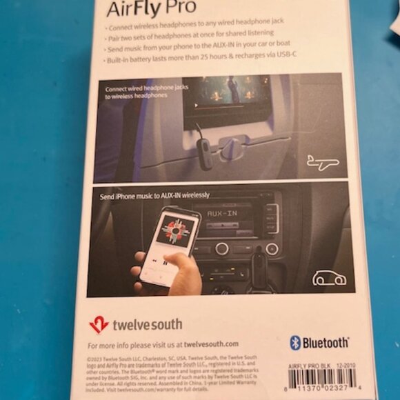 New Twelve South AirFly Pro Bluetooth 5.0 Transmitter/Receiver for TV/Airplane - Picture 2 of 7
